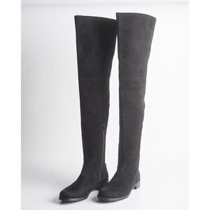 Stuart Weitzman Womens Black Suede Thigh High Boots Flats Pull On Sz US 6
